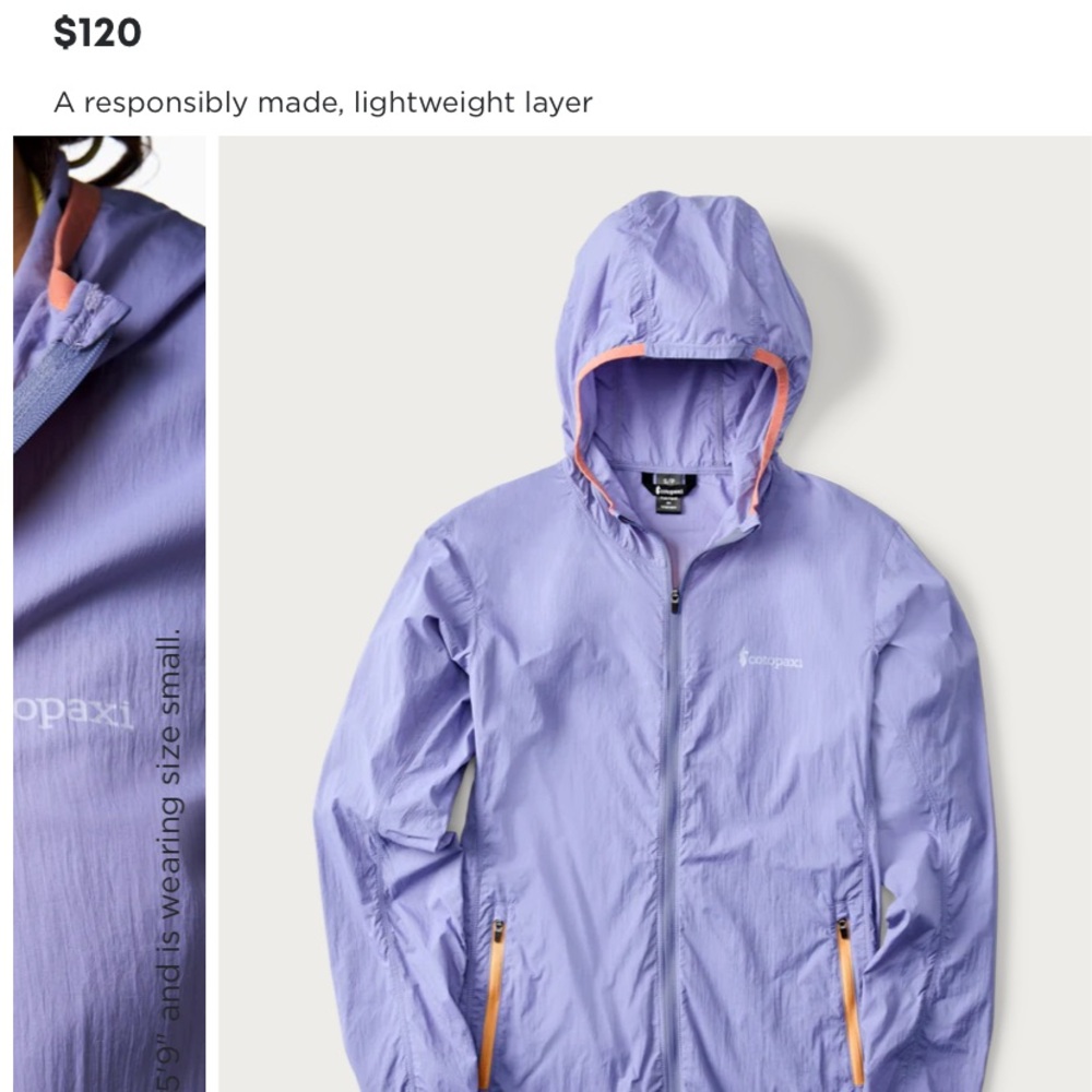 cotopaxi Pacaya Lavender Hooded jacket (NWT)
